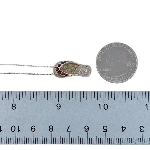 Sterling Silver 925 Pink Cubic Zirconia Alamea Flip Flop Pendant ONLY - Picture 3 of 3